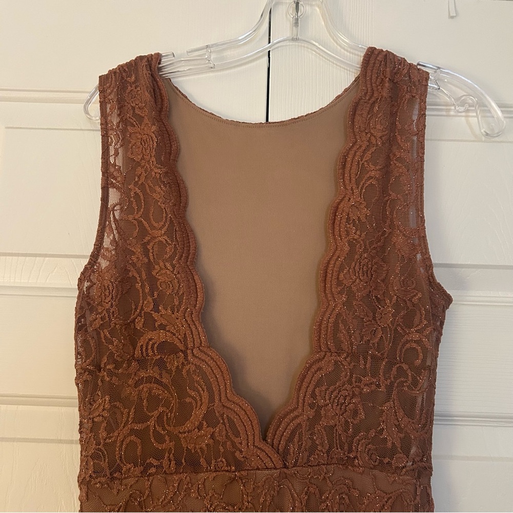 Baltic Born Valentine Sparkle Maxi - Copper Low Open Back High Neck Bodycon Lace - Picture 6 of 7